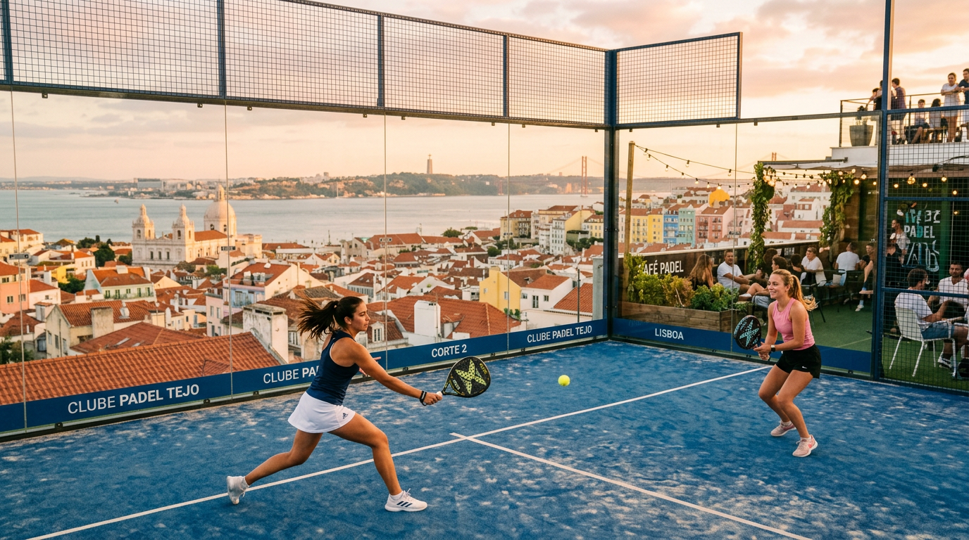 A padel match at golden hour in Lisbon